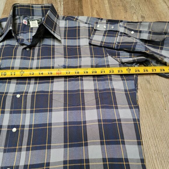 Vintage Flying R Ranchwear Shirt Western Pearl Snap Mens Large 17 34 USA 90s - Picture 6 of 6